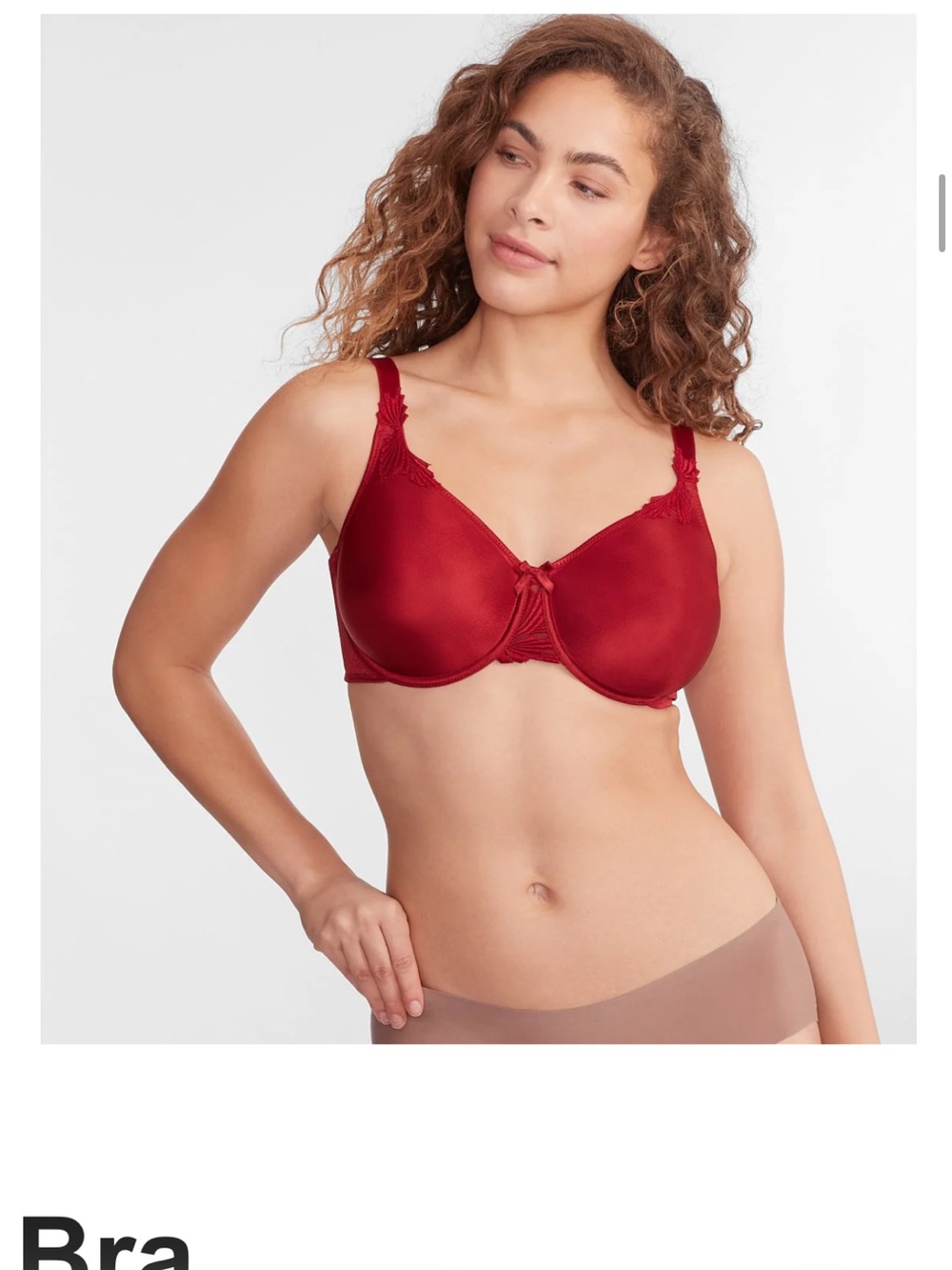 Chantelle Red Full Coverage Underwire Bra with Lace-Trim Straps NWT US 34 size